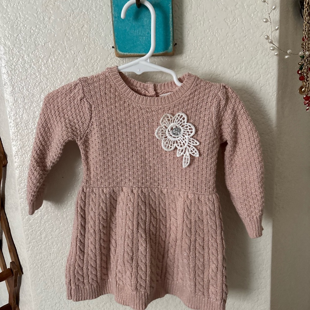 Little Lass Blush Knit Dress with Sparkle